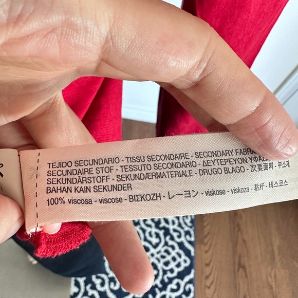 Massimo Dutti Unique Red Tie Neck Long Sleeves Casual Office Work Shirts Top - Picture 10 of 10